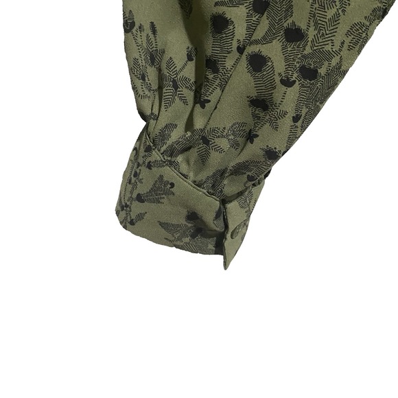 Ann Taylor Factory Women's Long Sleeve Button Down Green Floral Top Size M - Picture 8 of 11